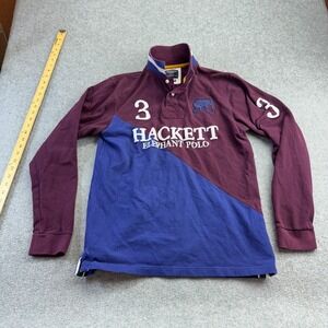 Hackett London Elephant Polo‎ Rugby Shirt Long Sleeve Size Large Tailored Fit